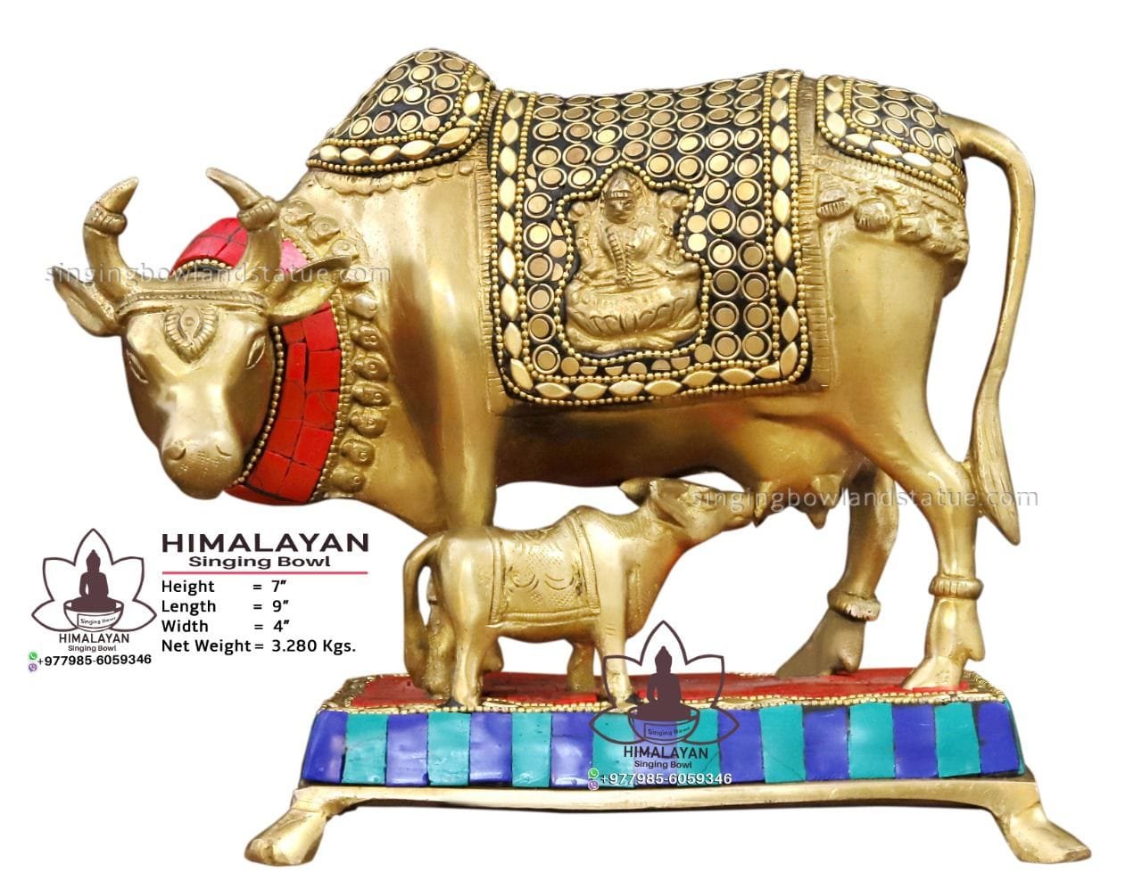 Handmade Metal Cow and Calf Statue